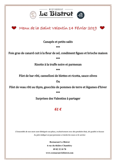Couverture du menu du restaurant Le Bistrot