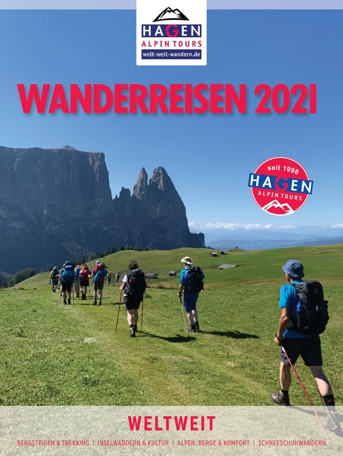 Titelblatt des Prospekts Wanderreisen 2021