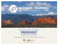 Mission Training International President Oppty Profile