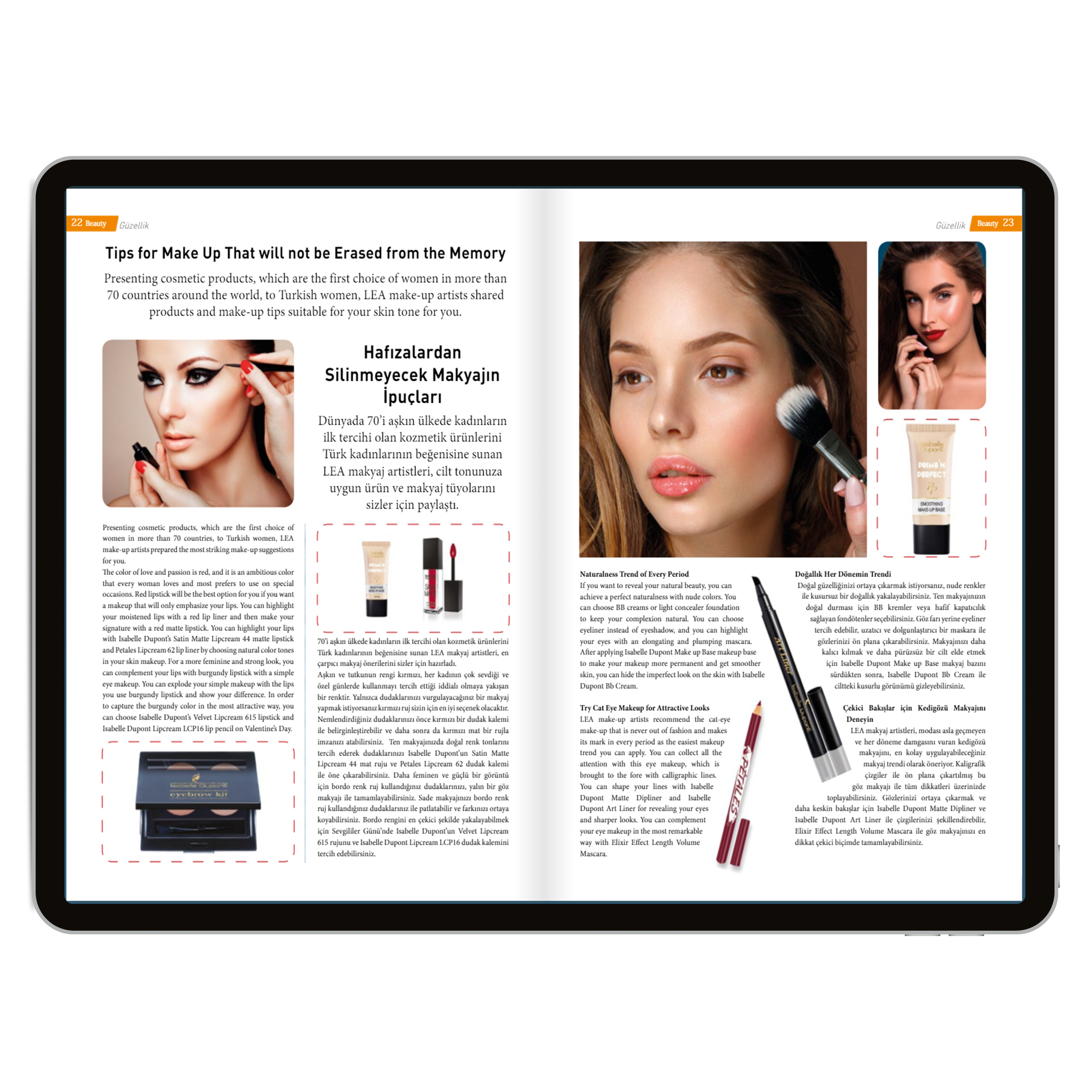 Bir g&uuml;zellik dergisinden iki sayfalık &ouml;rnek